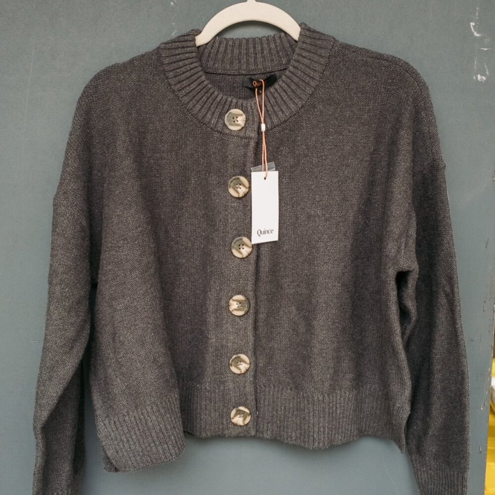 NWT Quince Cotton Cropped Cardigan Size L